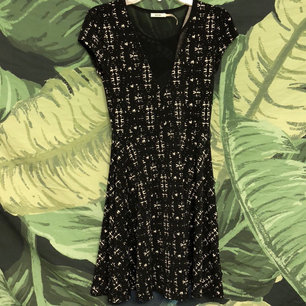 Skater Dress With Mesh V-Detail